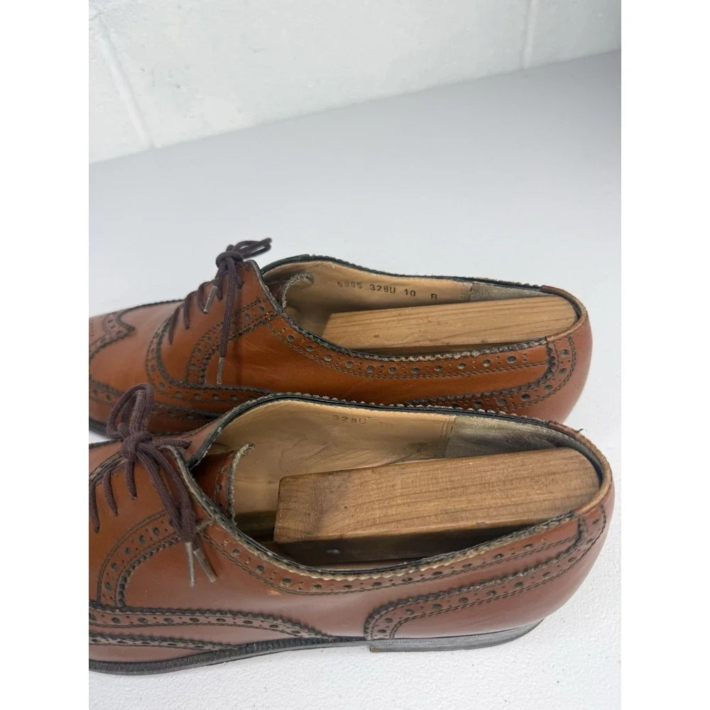 VTG Salvatore Ferragamo Oxford Mens 10 B  Dress Shoes Brown Leather